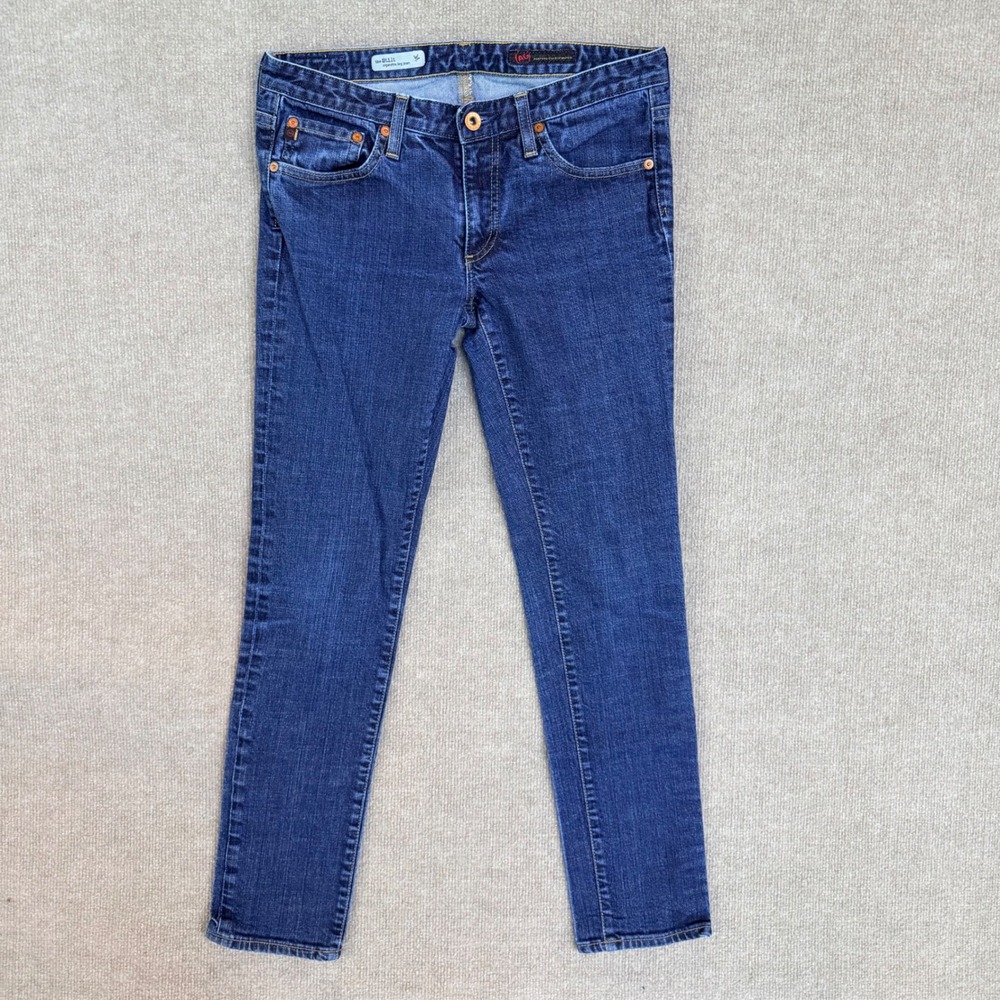 AG Adriano Goldschmied The Stilt Cigarette Leg Jeans Dk Wash Blue Denim 33x27.5
